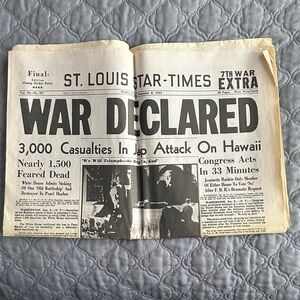 Reprint of Pearl Harbour Newspaper